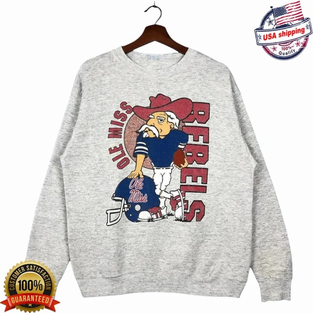 Vintage NCAA Ole Miss Rebels Mascot Sweatshirt Ole Miss Rebels Shirt, University